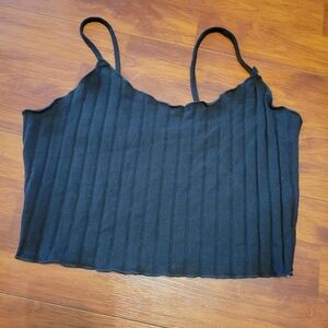 Crop top. Black and ribbed. Size 0XL.